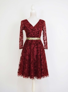 Rochie de ocazie din tulle cu broderie catifea visinie Ariana1 - Img 8