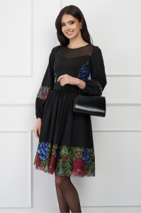 Rochie Ella Collection Princess neagra cu broderie traditionala