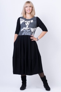 Rochie gogosar din vascoza, tricot imprimat fetita