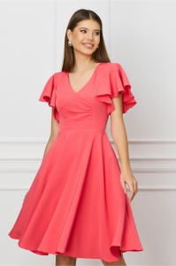 Rochie MBG corai cu volane la maneci