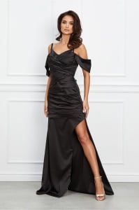 Rochie MBG lunga neagra cu paiete la decolteu
