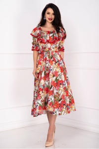 Rochie midi de zi Effect in clos cu imprimeu floral