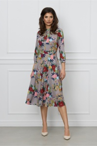 Rochie Moze gri cu imprimeuri florale