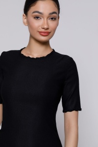 Rochie ZINNIA neagră cu volanaș din tul - Img 6