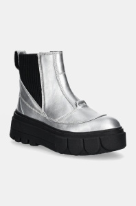 Sorel ghete chelsea de piele CARIBOU X BOOT CHELSEA W femei, culoarea argintiu, cu platforma, 2048441034