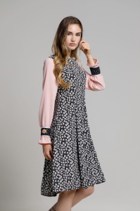VIVIA dress with black and white floral print - Img 4