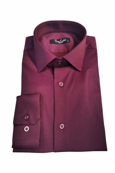 Camasa Pierre Carlos, slim fit, grena, Luciano