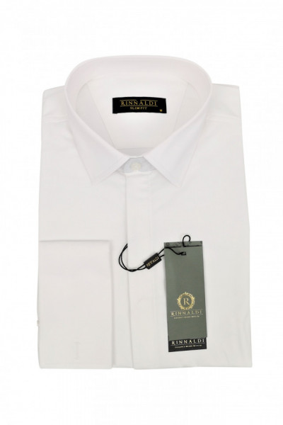 Camasa Rinaldi, slim fit, alba pentru butoni Sergio