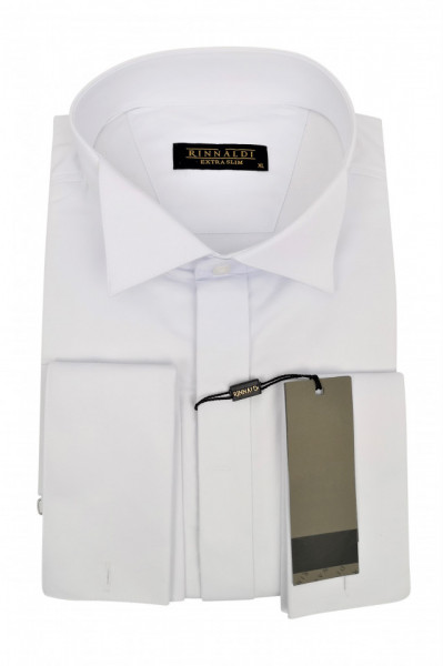 Cămașă Rinaldi, slim fit, alba pentru papion Pietro