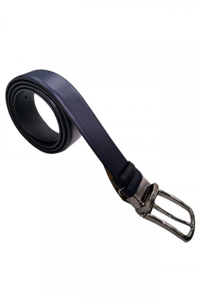 Curea piele negru/bleumarin Bernardo
