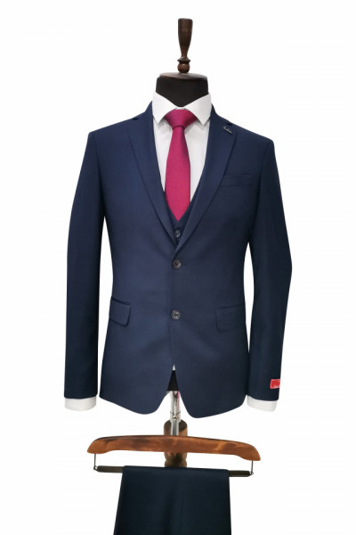 Costum barbati slim fit marimi mari Dennis bleumarin