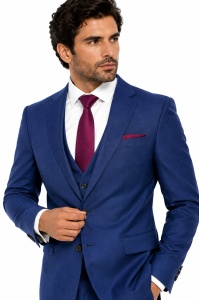 Costum barbati slim fit Lawrence albastru