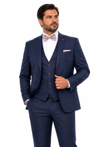 Costum barbati slim fit marimi mari Dennis bleumarin - Img 3