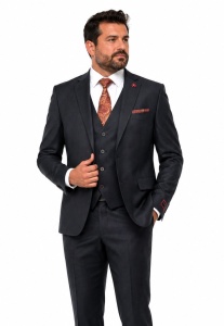 Costum barbati slim fit marimi mari Fergus gri inchis - Img 3