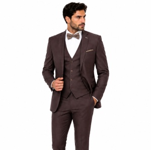 Costum barbati slim fit, talia 1 Christian bordo - Img 3