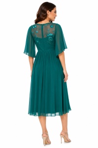 Rochie eleganta cu dantela si voal verde Evelyn - Img 4