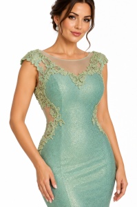 Rochie eleganta din lurex verde Vera - Img 2