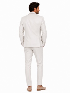 Smoking Slim Fit din 4 Piese cu Papion Inclus Grayson crem - Img 6