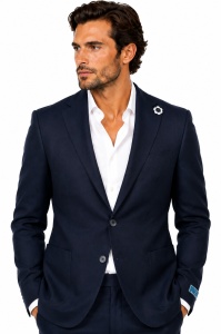 Costum barbati de in slim fit Walter bleumarin