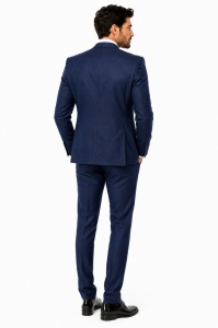 Costum barbati slim fit, talia 1 Christian bleumarin deschis - Img 5