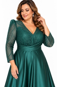 Rochie de ocazie din saten verde Anna - Img 2