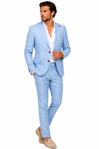 Costum barbati de in slim fit Walter bleu - Img 3
