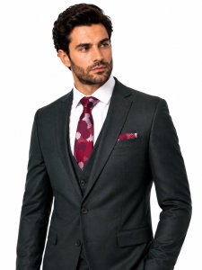 Costum barbati slim fit Fergus gri inchis