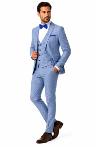 Costum barbati slim fit Lawrence bleu - Img 3
