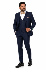 Costum barbati slim fit, marimi mari Christian bleumarin - Img 4
