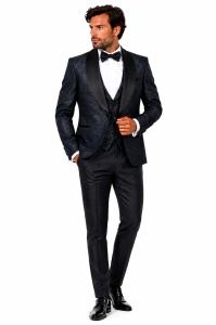 Costum de Ocazie Slim Fit în 4 Piese cu Papion Inclus Nathan Bleumarin - Img 2
