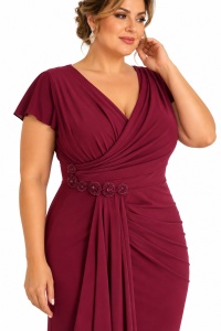 Rochie elegantă din lycra bordo Adelia - Img 2