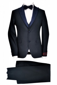 Smoking Slim Fit din 4 Piese Wayne Bleumarin Inchis - Img 7