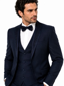 Smoking Slim Fit din 4 Piese Wayne Bleumarin