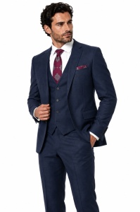 Costum barbati slim fit Fergus albastru inchis - Img 3