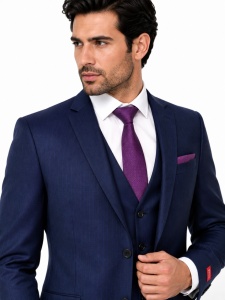Costum barbati slim fit Marvin bleumarin