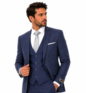 Costum barbati slim fit Ned bleumarin