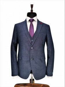 Costum gri-bleu slim fit