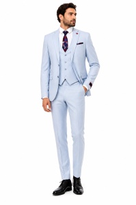 Costum barbati slim fit, talia 0 Christian bleu - Img 3