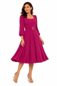 Rochia 'Alma' fucsia evazată cu cataramă - Img 4