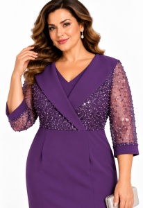 Rochie de ocazie Allison mov pruna - Img 3