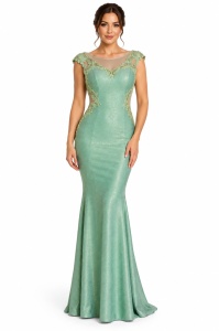 Rochie eleganta din lurex verde Vera