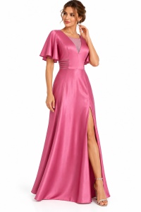 Rochie lungă de ocazie roz Monica - Img 3
