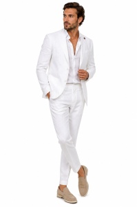 Costum barbati de in slim fit Walter alb - Img 3