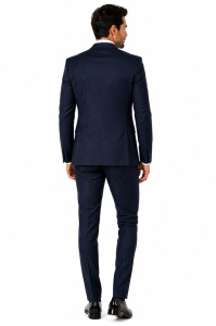Costum barbati slim fit cu vesta Felix bleumarin - Img 4