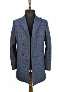Redingota albastra slim fit