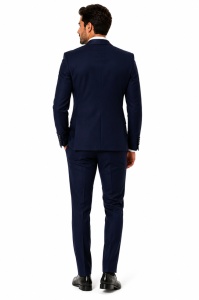 Smoking Slim Fit de 4 Piese cu Papion Inclus Adam bleumarin - Img 5