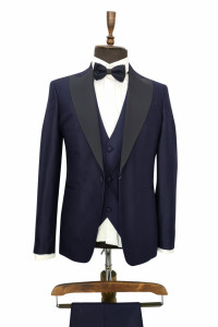 Smoking bleumarin inchis slim fit