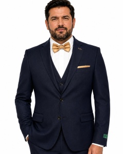 Costum barbati slim fit, marimi mari Christian bleumarin