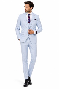 Costum barbati slim fit, talia 0 Christian bleu - Img 2