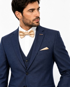Costum barbati slim fit, talia 1 Christian bleumarin deschis - Img 3